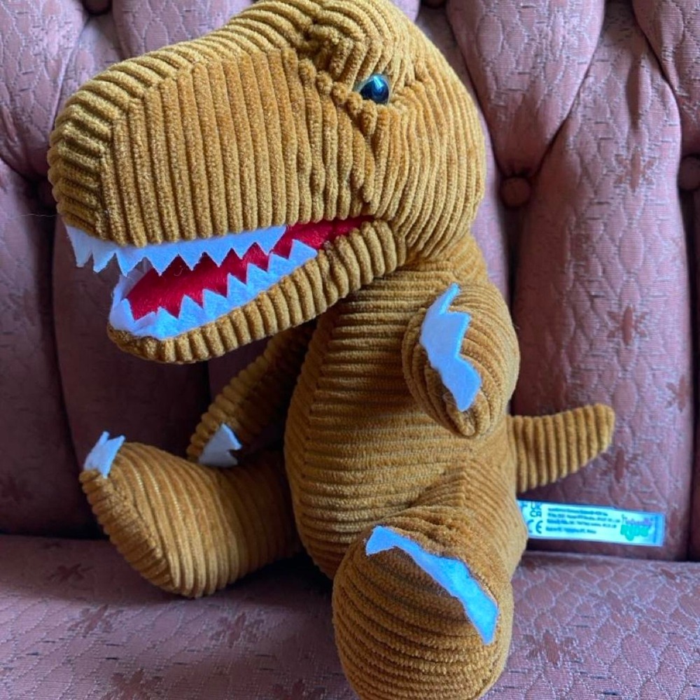 Naturally Kids T-Rex Dinosaur Plush Brown Corduroy Stuffed Animal s72